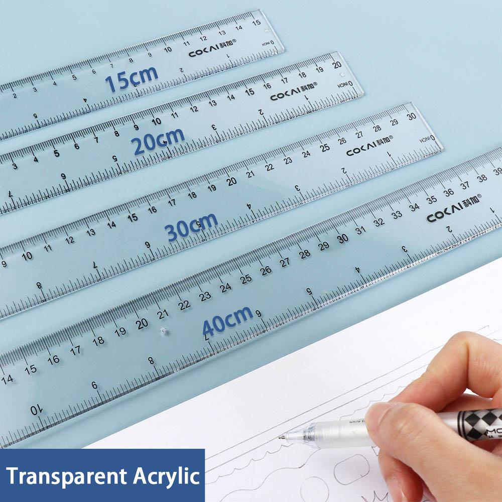 Ruler Set Transparent - Acessórios de Mesa: Régua Reta Multifuncional