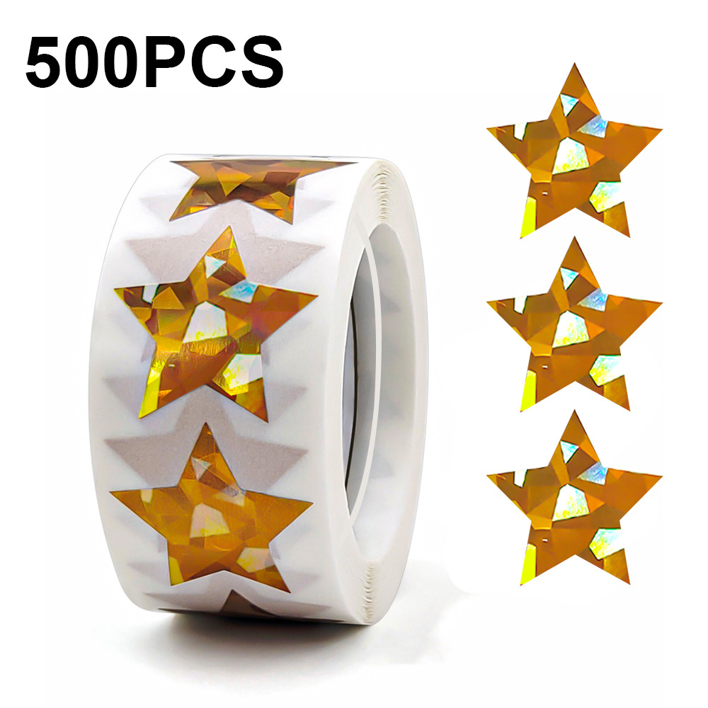 Sticker Label Roll - JCAC 500pcs/rola Adesivos Decorativos Holográficos Coloridos