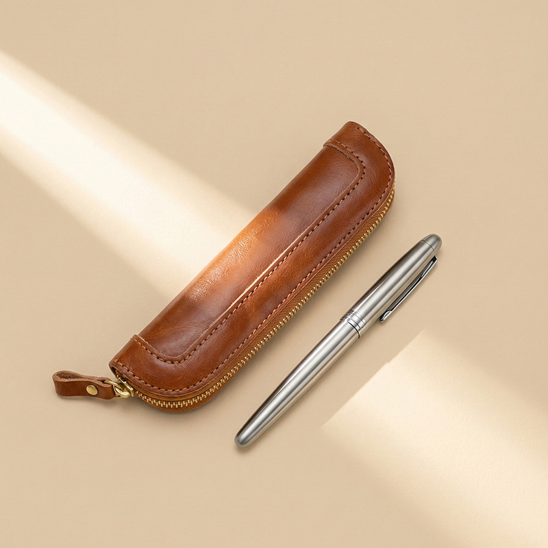 Tan Stationery & Office Supply - Estojo de couro vintage curtido vegetalmente,