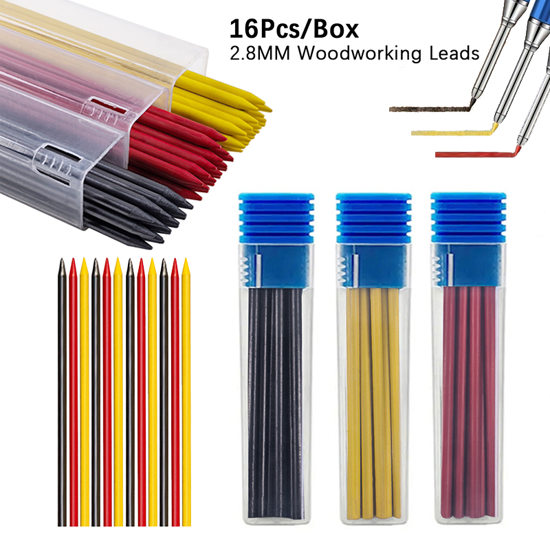 Mechanical Pencil Lead - 16 pçs/caixa 2.8mm 2b sólido carpinteiro