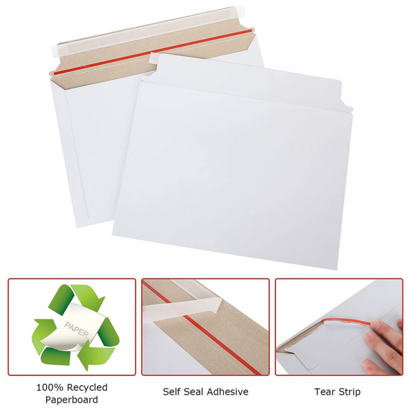 Letter Envelope Kraft - 25 Envelopes Rígidos Brancos para Envio,