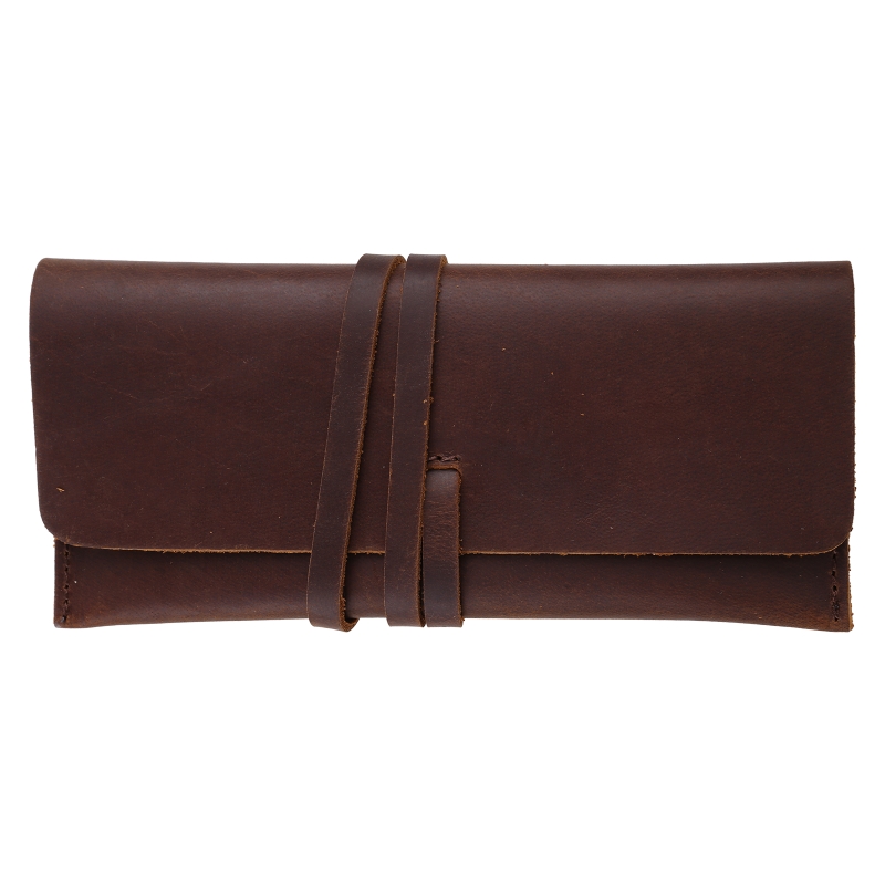 Pen Pouch Roll - Estojo de couro de vaca artesanal,