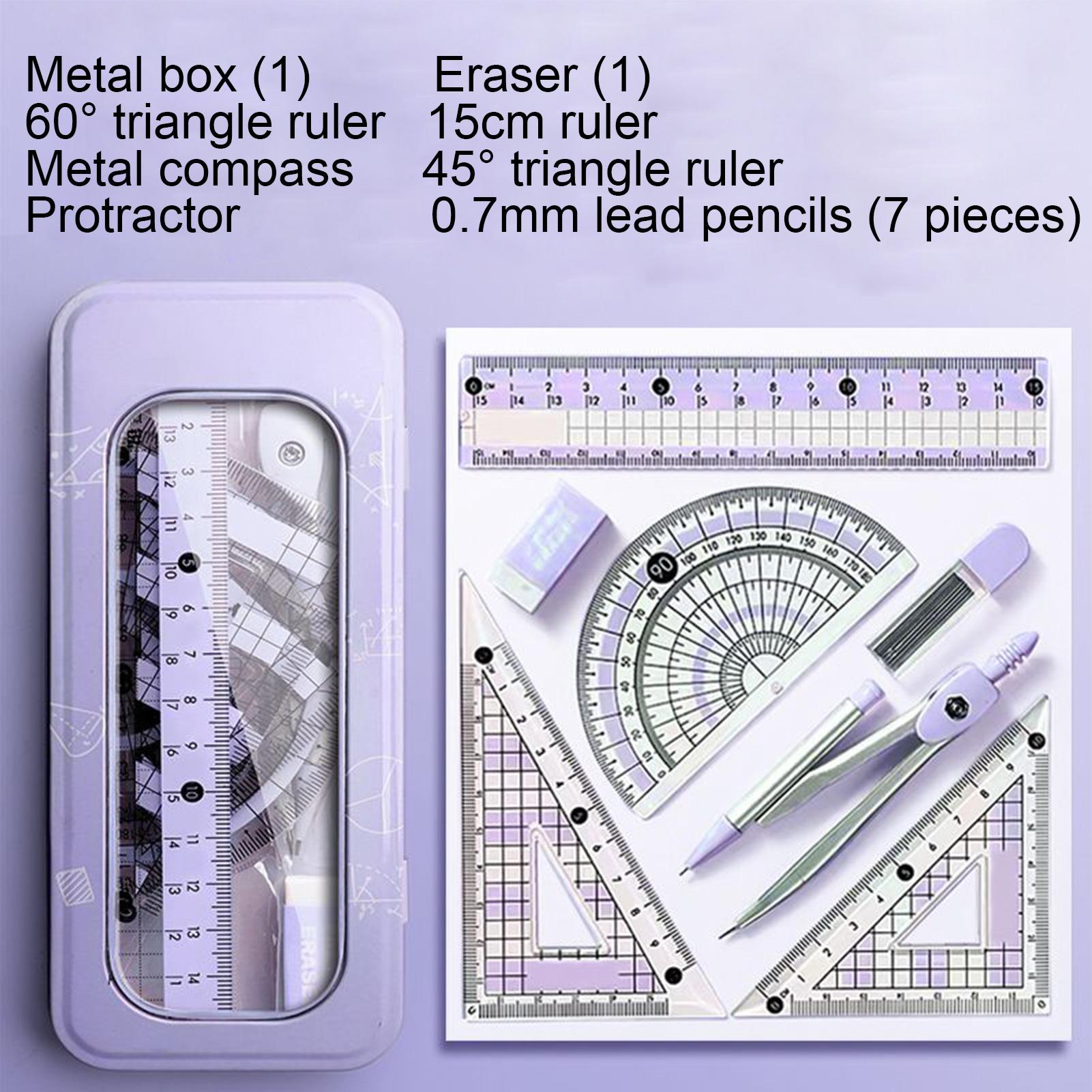 Compass Geometry Set - Conjunto geométrico para estudantes, régua geométrica,