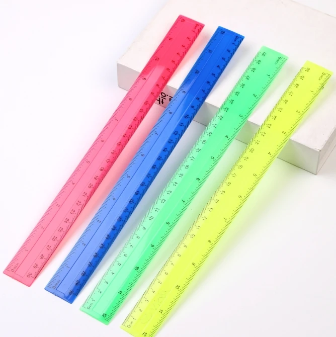 Ruler Set Transparent - 4 unidades/pacote colorido transparente plástico réguas