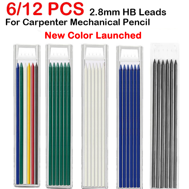Mechanical Pencil Lead - 6/12 pçs para carpintaria lápis mecânico