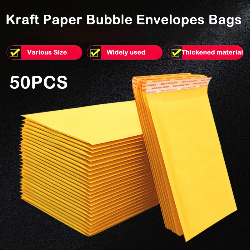Letter Envelope Kraft - 50 pçs papel kraft bolha mailers