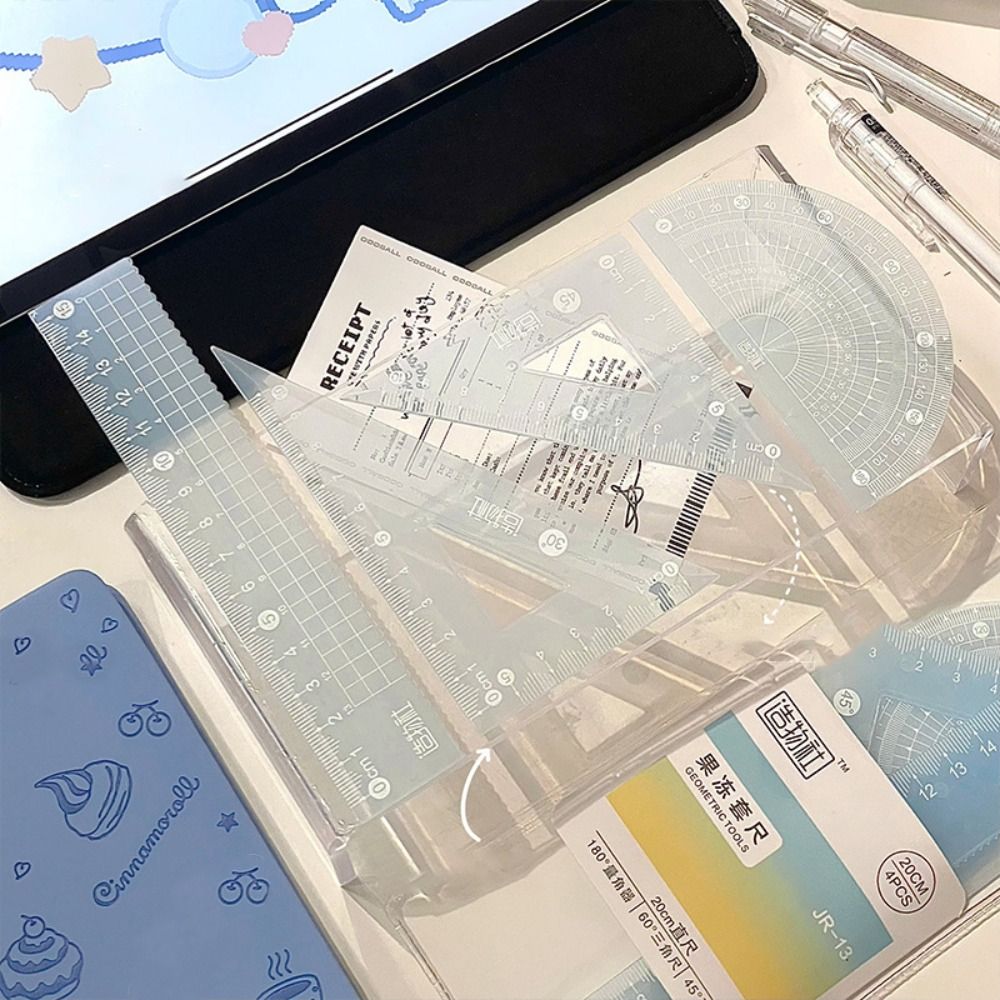 Ruler Set Transparent - 4 pçs/set multifuncional 15/20cm conjunto de
