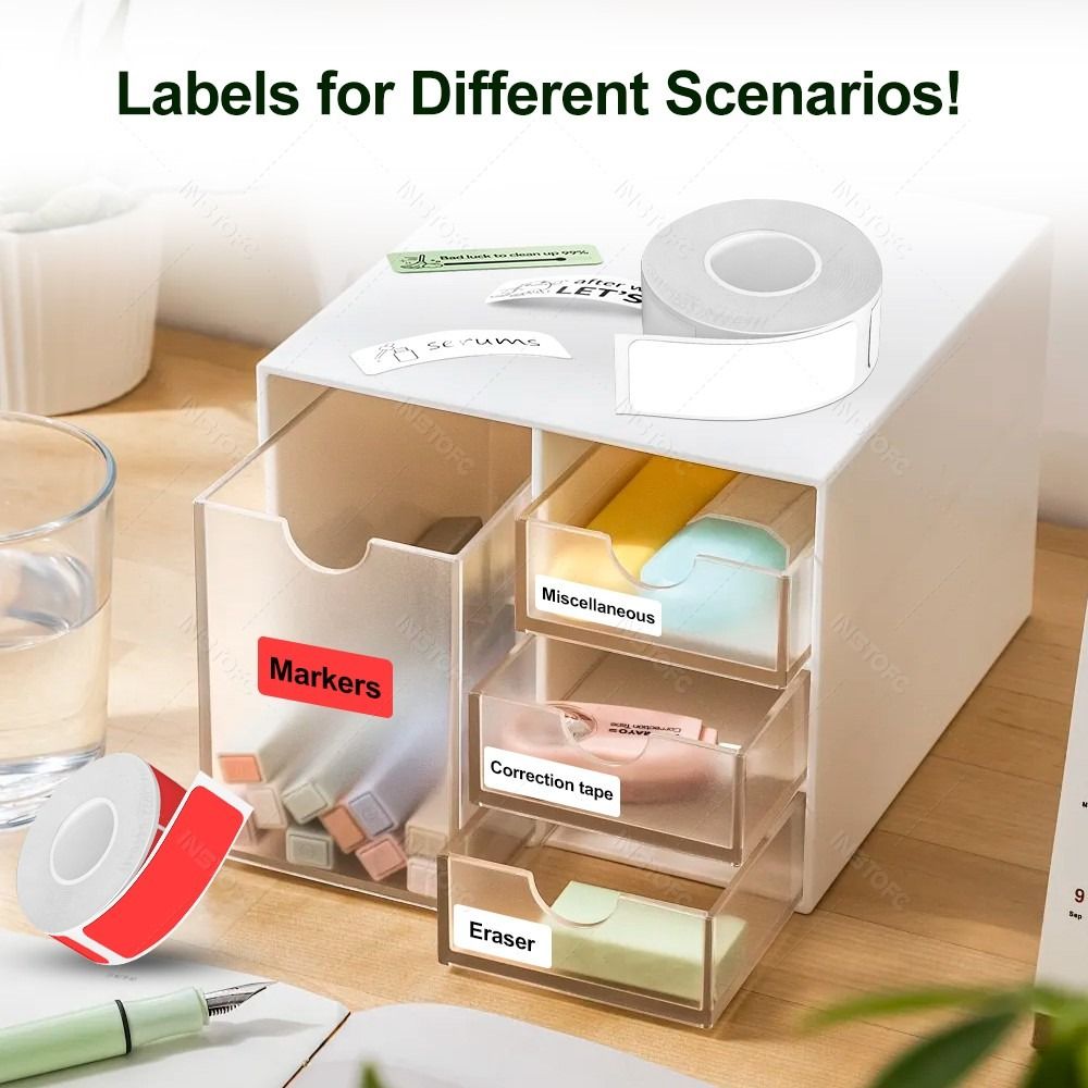 Label Printer Tape - Papel Adesivo Colorido para Rotulagem 12mm×40mm
