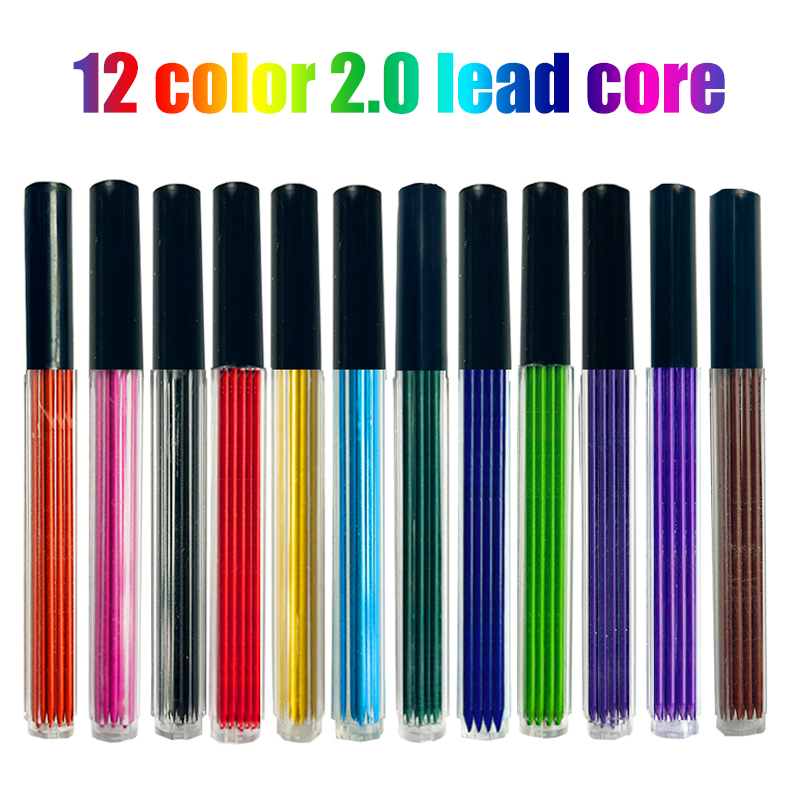 Mechanical Pencil Lead - 12 cores 2.0mm hb chumbo substituível