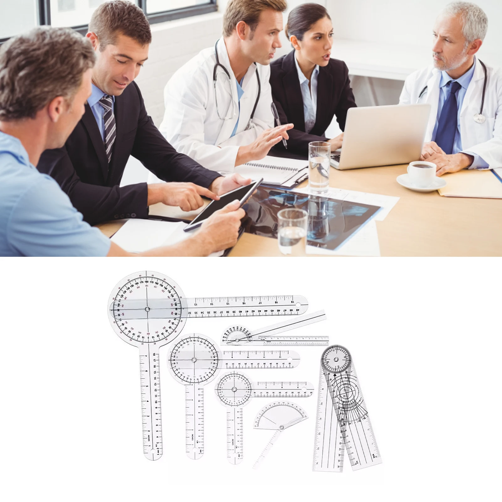Conjunto de goniômetros médico - Ruler Set Transparent avaliação e preço