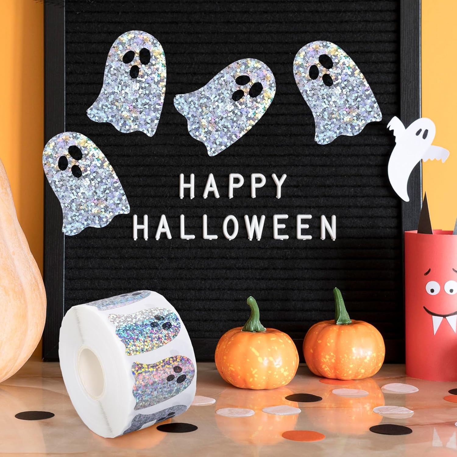 Halloween fantasma forma diy a - Sticker Label Roll avaliação e preço